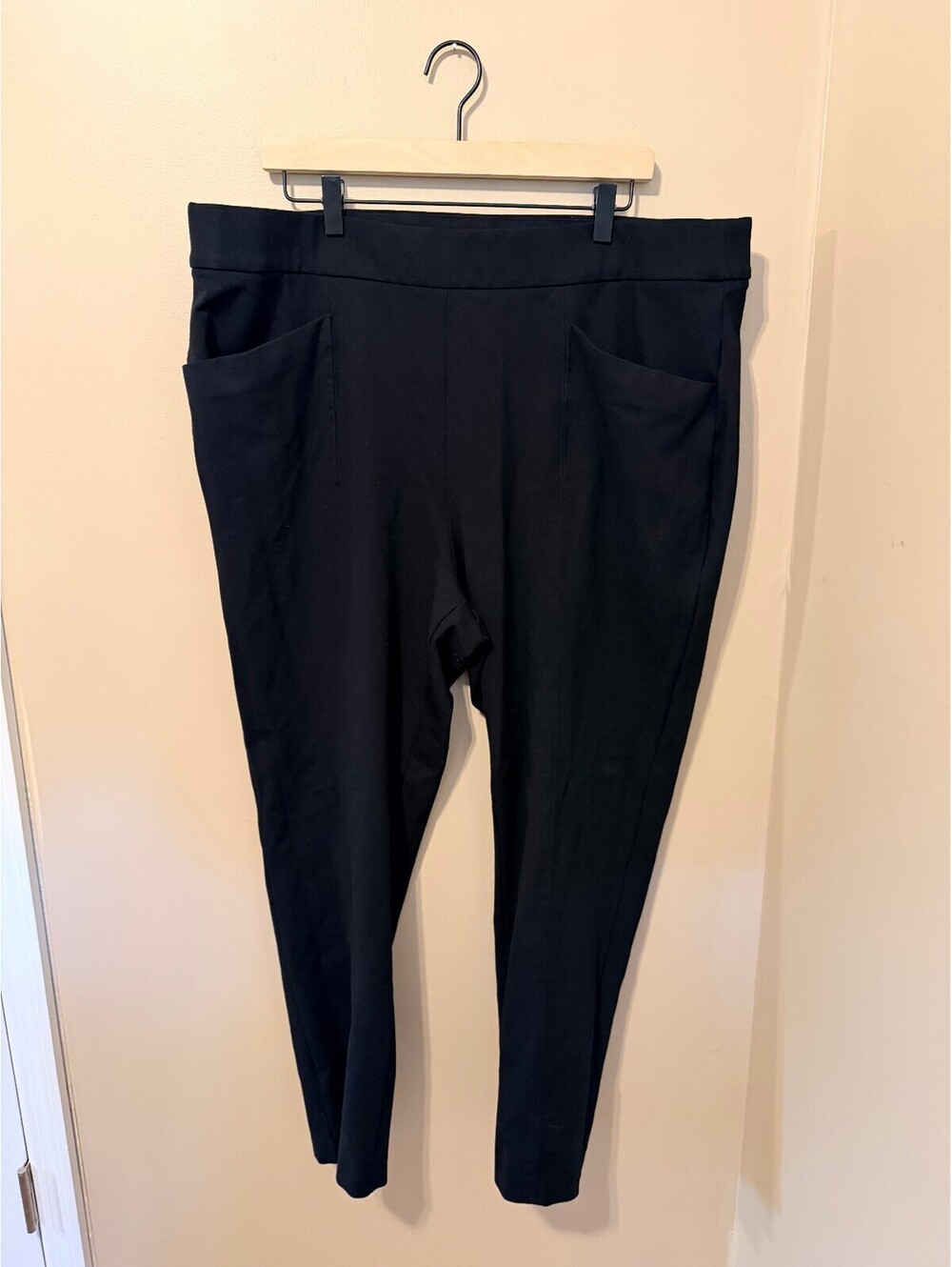 Ava & Viv Black Pull On Ponte Pants Plus Size 2X Stretch Slim Pocket Career